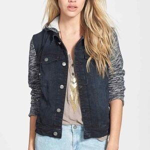 Free People indigo Blue‎ denim hoodie Jacket size Small retail $148
